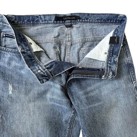 Calvin Klein Jeans Mens 34x34 Rocker Straight Leg Denim Moto Edgy Biker Timeless - Picture 9 of 15